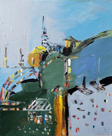 Peinture intitulée "Etretat des galets…" par Muriel Cayet, Œuvre d'art originale, Acrylique Monté sur Châssis en bois