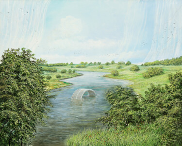 Painting titled "round bridge / Rund…" by Silvian Sternhagel, Original Artwork, Oil