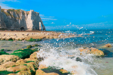 Photographie intitulée "Falaises Etretat" par Christelle Prieur, Œuvre d'art originale, Photographie numérique