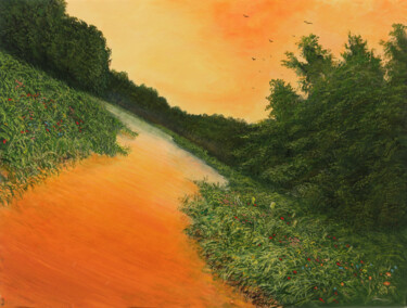 Skew River / Schraeglauf Peinture intitulée "Skew River / Schrae…" par Silvian Sternhagel, Œuvre d'art originale, Huile