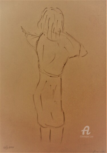 Drawing titled "1 minute de pose" by Roberto Urbano, Original Artwork, Pencil