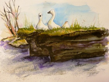 제목이 "Les oies en béton d…"인 그림 René Blanchet로, 원작, 잉크