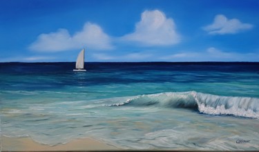 Painting titled "Wave" by Olga Hanns (O. Hanns), Original Artwork, Oil