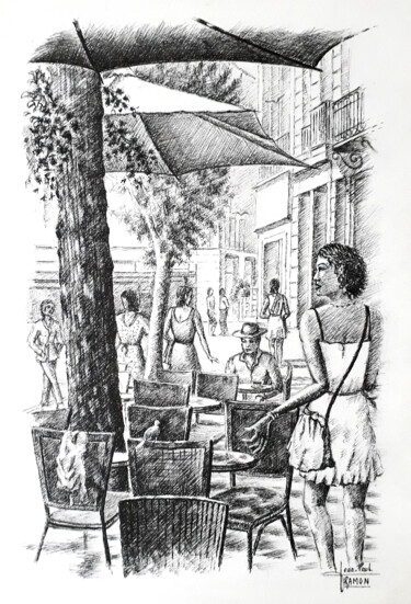 Dessin intitulée "Promenade ou farnie…" par Jean-Paul Ramon, Œuvre d'art originale, Encre