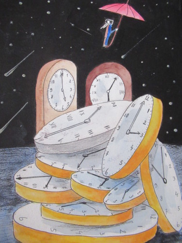 绘画 标题为“au dessus du temps…” 由Ludovic Catry, 原创艺术品, 水彩