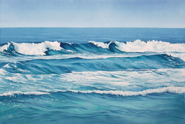Seascape with splashing waves #31_3 Painting titled "Seascape with splas…" by Svetlana Lileeva, Original Artwork, Watercolor