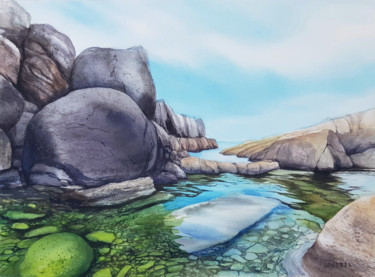 Painting titled "Serenity - Landscap…" by Svetlana Lileeva, Original Artwork, Watercolor