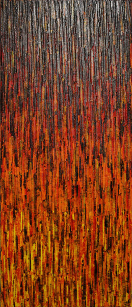 Matrice jaune orange rouge Painting titled "Matrice jaune orang…" by Jonathan Pradillon, Original Artwork, Acrylic Mounted on Wood Stretcher frame