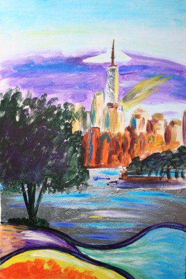 绘画 标题为“Heaven and city” 由Aleksandra Cherepanova, 原创艺术品, 丙烯