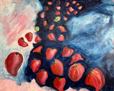 绘画 标题为“Strawberry Fields” 由Alfredo Machado Zingg, 原创艺术品, 丙烯 安装在木质担架架上