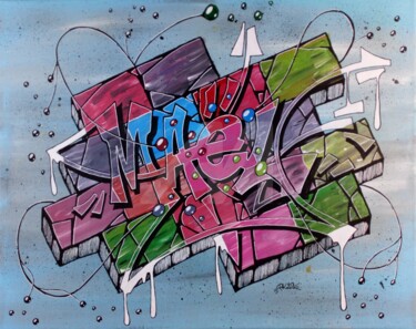 绘画 标题为“Tableau Graffiti av…” 由Pk29, 原创艺术品, 丙烯 安装在木质担架架上