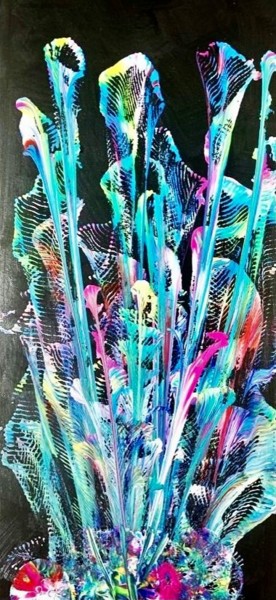 Painting titled "Fireworks flowers" by Jurgen Jabouille, Original Artwork, Acrylic