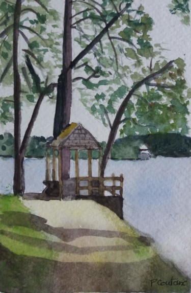 Peinture intitulée "carte embarcadère a…" par Pascale Coutoux, Œuvre d'art originale, Aquarelle