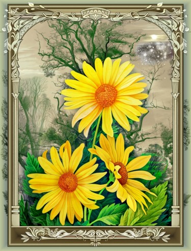 数字艺术 标题为“Die gelbe Blumen” 由Konstantin Avdeev, 原创艺术品, 数字油画