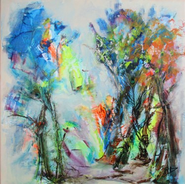 Malerei mit dem Titel "La forêt enchantée" von Navema, Original-Kunstwerk, Acryl Auf Keilrahmen aus Holz montiert