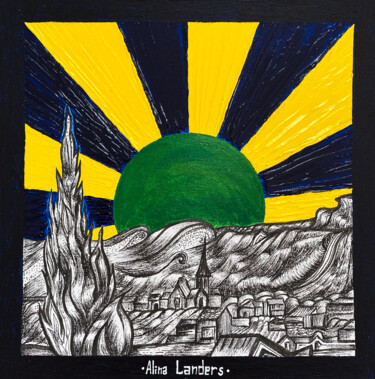 Картина под названием "«STARRY NIGHT MUSIC…" - Alina Landers, Подлинное произведение искусства, Акрил
