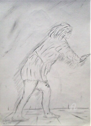 Drawing titled "Alice 18 heures" by Roberto Urbano, Original Artwork, Pencil