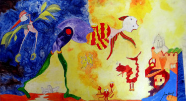 Painting titled "100 años de la avia…" by Jorge Miño, Original Artwork, Oil