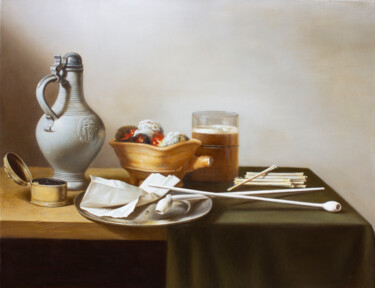 Master copy Pieter Claesz Still Life with Clay Pipes Painting titled "Master copy Pieter…" by Yana Ros, Original Artwork, Oil