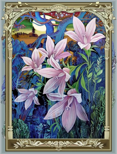 数字艺术 标题为“Nächtliche Blumen” 由Konstantin Avdeev, 原创艺术品, 数字油画