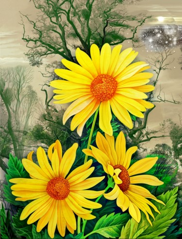 数字艺术 标题为“Die gelbe Blumen. V…” 由Konstantin Avdeev, 原创艺术品, 数字油画