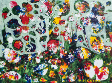 Painting titled "Horizon" by Simonida Djordjevic, Original Artwork, Oil Mounted on Wood Stretcher frame