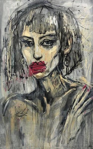 Abstract Girl Wall Art Woman Artwork Abstract Painting Painting titled "Abstract Girl Wall…" by Olena Kryvonos, Original Artwork, Oil Mounted on Wood Stretcher frame