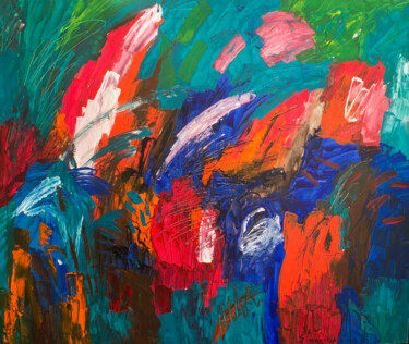 Schilderij getiteld "The Rhythm of the R…" door Simonida Djordjevic, Origineel Kunstwerk, Acryl