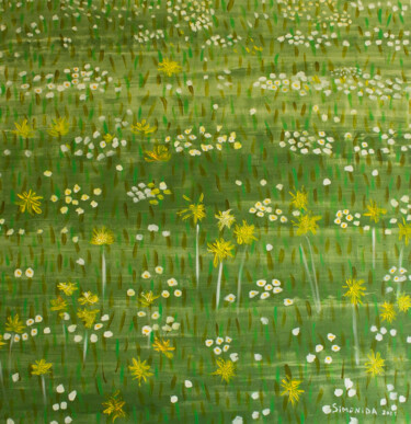 Painting titled "Daisies and Dandeli…" by Simonida Djordjevic, Original Artwork, Acrylic