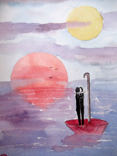 Картина под названием "les amoureux au sol…" - Ludovic Catry, Подлинное произведение искусства, Акварель