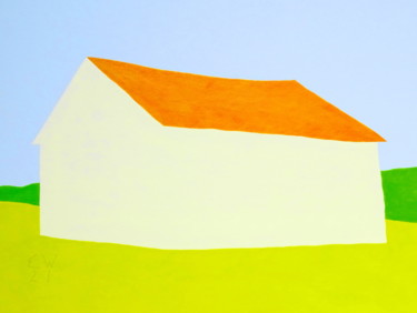 Schilderij getiteld "white cabin" door Ed Weyden, Origineel Kunstwerk, Acryl