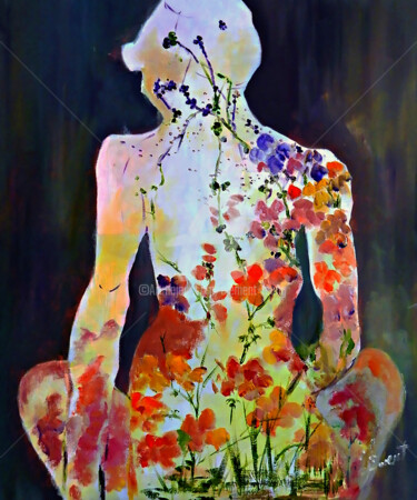 「Flower Painting at…」というタイトルの絵画 Clement Tsangによって, オリジナルのアートワーク, オイル