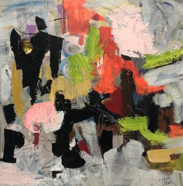 Colorful Wall Art Textured Painting, Abstract Painting Painting titled "Colorful Wall Art T…" by Olena Kryvonos, Original Artwork, Oil Mounted on Wood Stretcher frame