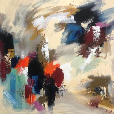 Colorful Wall Art Rainbow Painting, Abstract Painting Painting titled "Colorful Wall Art R…" by Olena Kryvonos, Original Artwork, Oil Mounted on Wood Stretcher frame