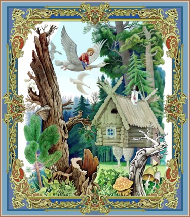 数字艺术 标题为“Gänse und Schwäne” 由Konstantin Avdeev, 原创艺术品, 数字油画
