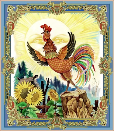 数字艺术 标题为“Hähnchen goldener K…” 由Konstantin Avdeev, 原创艺术品, 数字油画