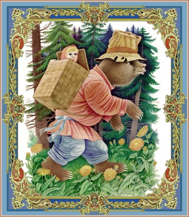 数字艺术 标题为“Mascha und der Bär” 由Konstantin Avdeev, 原创艺术品, 数字油画