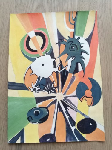 Malerei mit dem Titel "The Big Bang Theory" von Dari Ja, Original-Kunstwerk, Gouache