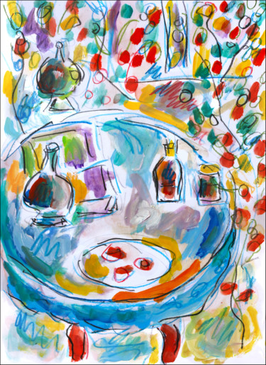 Peinture intitulée "La nappe bleue" par Jean Mirre, Œuvre d'art originale, Huile