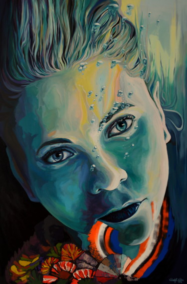 Nixe Malerei mit dem Titel "Nixe" von Rudolf Rox, Original-Kunstwerk, Acryl