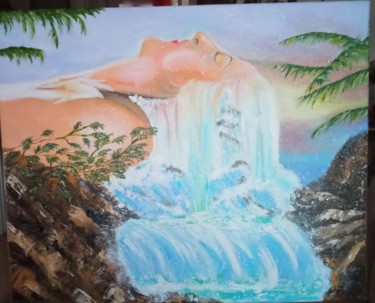 Peinture intitulée "Femme cascade" par Josette Bourgeois, Œuvre d'art originale, Huile