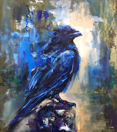 Raven Crow Art Painting Art Oil peinture à l'huile de corbea 「Raven Crow Art Pain…」というタイトルの絵画 Valerie Serovaによって, オリジナルのアートワーク, オイル
