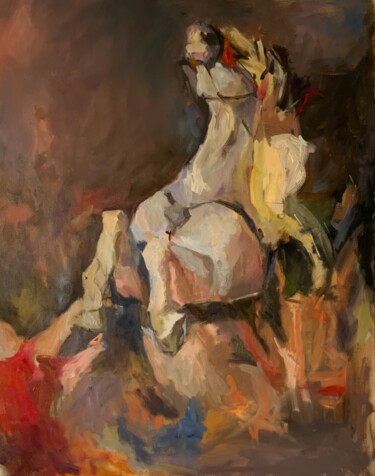 「Suppressing the whi…」というタイトルの絵画 Ekaterina Belukhinaによって, オリジナルのアートワーク, オイル ウッドストレッチャーフレームにマウント
