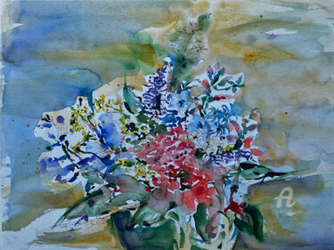 Fleurs de Paris Painting titled "Fleurs de Paris" by Corason, Original Artwork, Watercolor