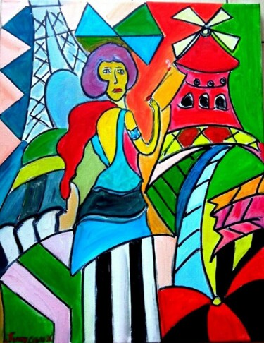Peinture intitulée "PARIS LA VIE PARISI…" par Jean Pierre Jumeaux, Œuvre d'art originale, Huile