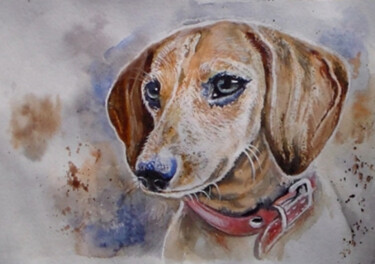 Такса Агата Peinture intitulée "Такса Агата" par Orlicz, Œuvre d'art originale, Aquarelle