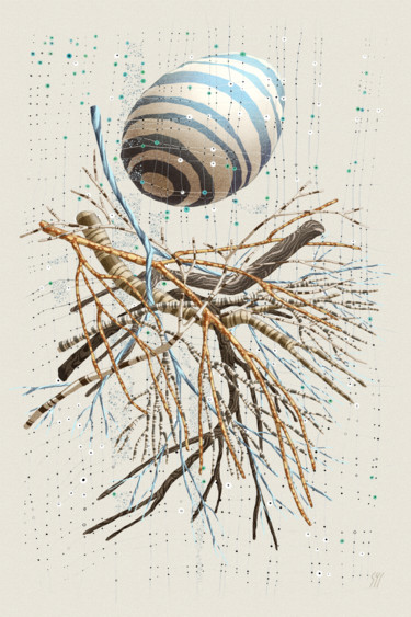 数字艺术 标题为“Ove et entrelacs” 由Sylvie Dessert (Syl), 原创艺术品, 数字油画