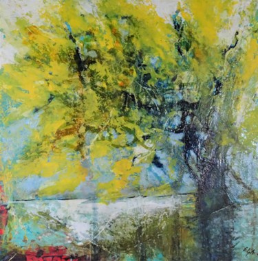 Painting titled "L'ARBRE JAUNE" by Elma Sanchez Le Meur, Original Artwork, Acrylic