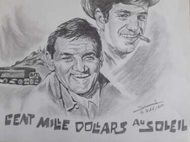 Dessin du film 100 000 dollars au soleil avec JP Belmondo et 제목이 "Dessin du film 100…"인 그림 Gilles Staub (LeCrayonAgile)로, 원작, 연필
