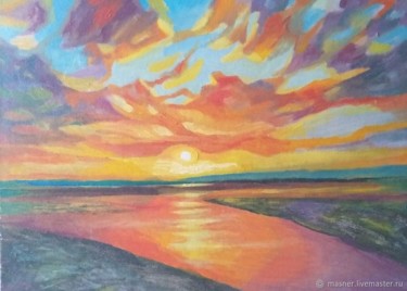 Картина под названием "Sunsets are the hei…" - Igor Sem, Подлинное произведение искусства, Масло Установлен на Деревянная ра…